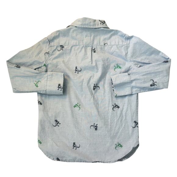 Gap Kids Blue Dinosaur Print Button-Down Boys Size S(6-7) - Picture 7 of 7